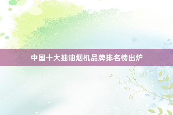 中国十大抽油烟机品牌排名榜出炉